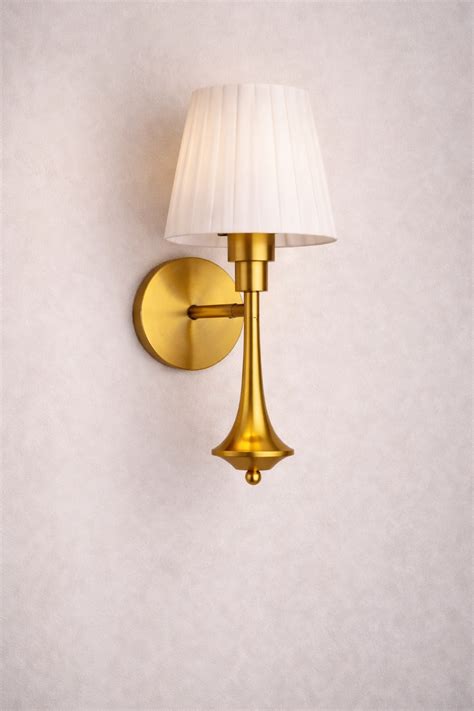 HDC Luxury Gold Finish Wall Light with Fabric Shade for Bedroom, Livin