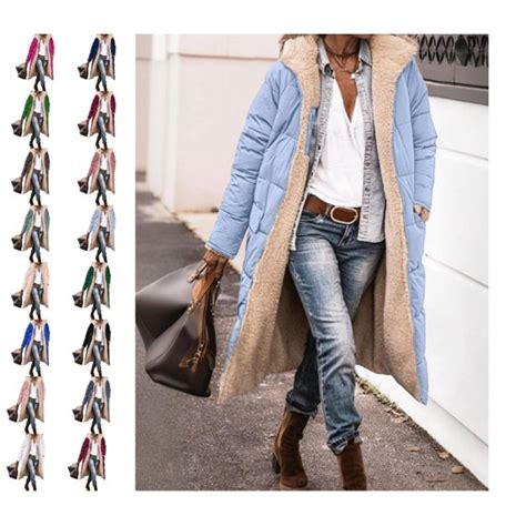 Long Puffer Jacket Womens - Faux Fur Sherpa Lined Winter Coats for ...