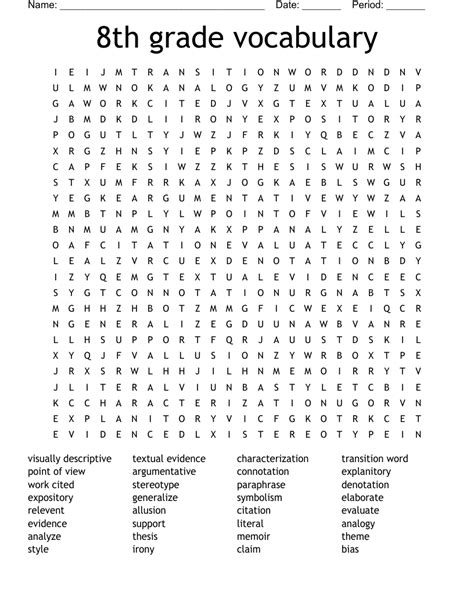 Th Grade Word Search