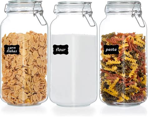 78oz Glass Food Storage Jars with Airtight Clamp Lids, 3 Pack Large ...