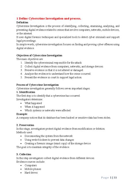 Unit-3 Q&A: Cybercrime Investigation Processes and Techniques - Studocu