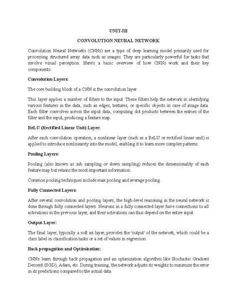 UNIT 3 - Deep Learning Notes: Understanding Convolutional Neural ...