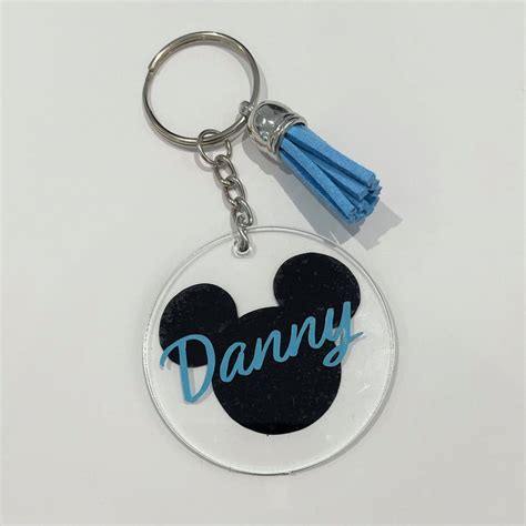 Mickey Mouse Blue Keychain - Etsy UK