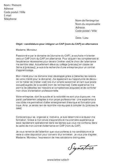 Lettre De Motivation Cap Alternance Mod Le Word Pdf Lettre De