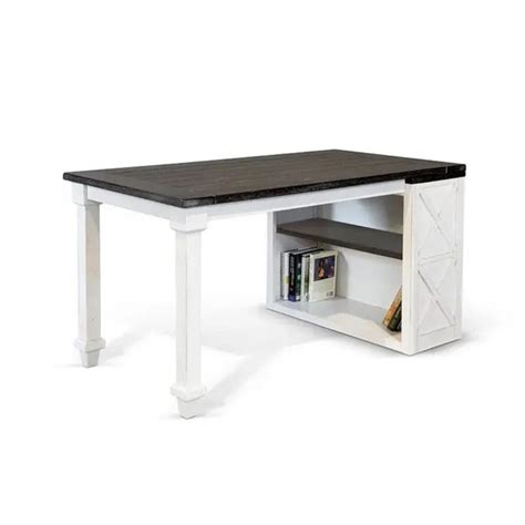 Benjara Zena Writing Desk, White Turned Legs, 56 Inch Rectangular Brown ...