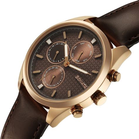 Buy Online Sonata Magna Quartz Multifunction Brown Dial Rose Gold ...