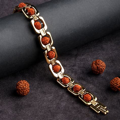 Gold Plated Rudraksha Bead Bracelet – Spiritual Bracelet | Satvikstore ...