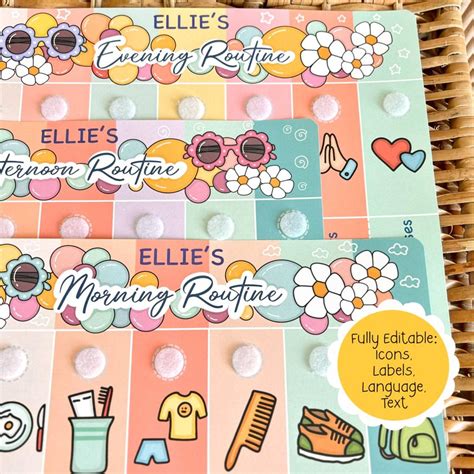 Editable Kids Routine Chart: Daily Visual Schedule, Chore Chart by ...