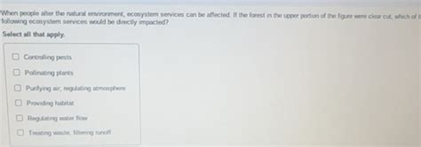 Solved: When people alter the natural environment, ecosystem services ...