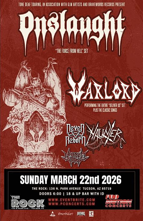 Onslaught with Warlord Live at The Rock 2026, The Rock, Tucson, 22 ...