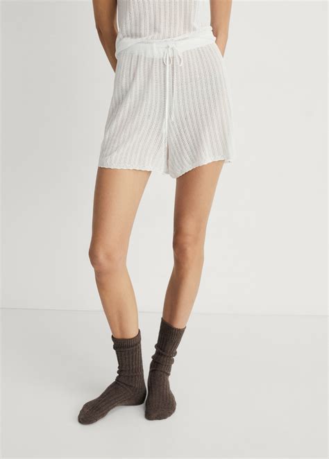 Calções de pijama com pormenor de malha rendada - Mulher | MANGO OUTLET ...