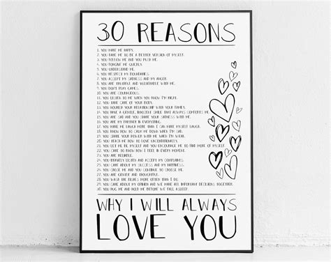 Reasons I Love You Loved One Ts 20 10 40 50 Reasons We Love You Printable Anniversary