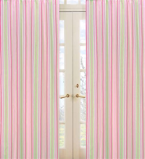 Pink And Green Stripe 84 Inch Curtain Panel Pair