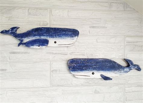 Carved Wooden Whale Wood Whale Wall Art Decor Whale Nursery Etsy
