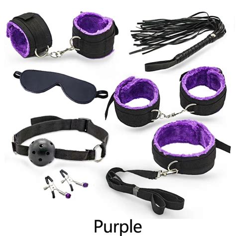 buy 2019 7pc set erotic toys for adults sex handcuffs nipple clamps whip mouth