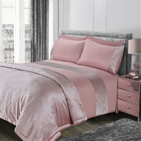 Sienna Glitter Duvet Cover With Pillow Case Sparkle Velvet Bedding Set