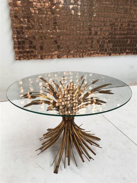 french vintage gilt sheaf  wheat coffee table