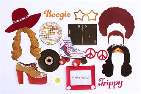 70s Party Printable Photo Booth Props Instant Download 70s Party