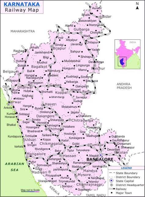 List of karnataka districts districts bangalore. Rail-Map-india: Karnataka-railway-map