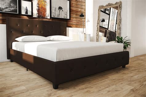 Dhp Dakota Upholstered Faux Leather Platform Bed Queen Brown