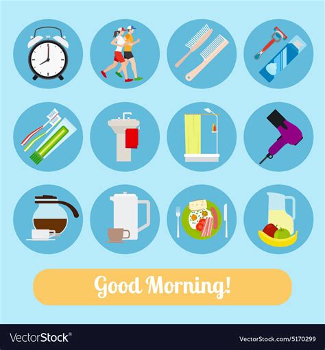 Good Morning Time Icons Royalty Free Vector Image