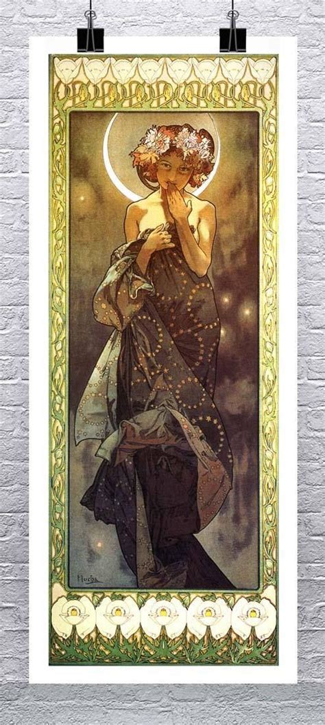 The Moon Vintage Alphonse Mucha Art Nouveau Poster Rolled Canvas Giclee