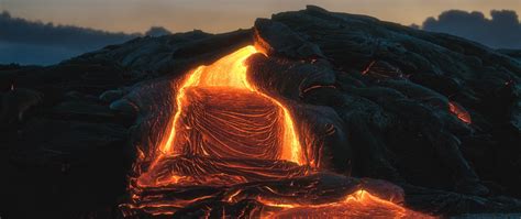 Download Wallpaper 2560x1080 Volcano Lava Fiery Melting Dual Wide