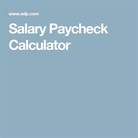 Salary Paycheck Calculator Salary Calculators Payroll