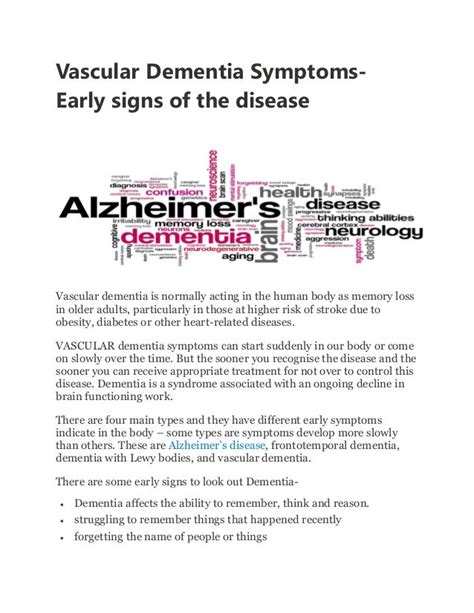 Vascular Dementia Symptoms Early Signs Of The Disease