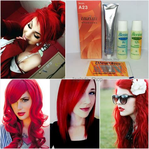 Berina A23 And Bleacher Hair Color Cream Bright Red Permanant Super