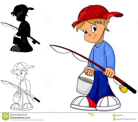 Cartoon Boy Fishing Stock Vector Illustration Of Angling