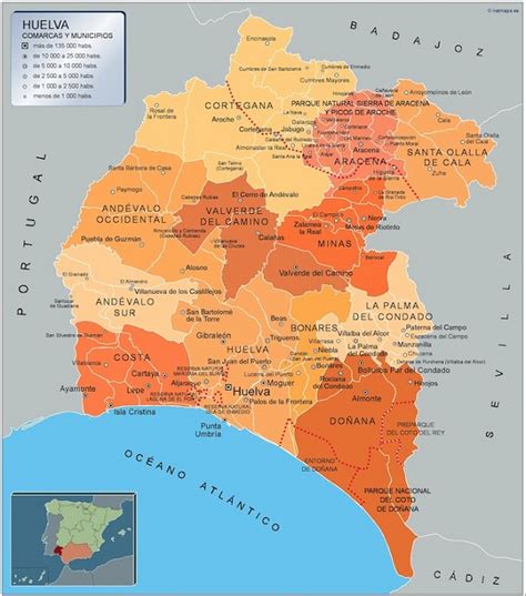 Mapa De Huelva Provincia Municipios Turístico Carreteras De Huelva