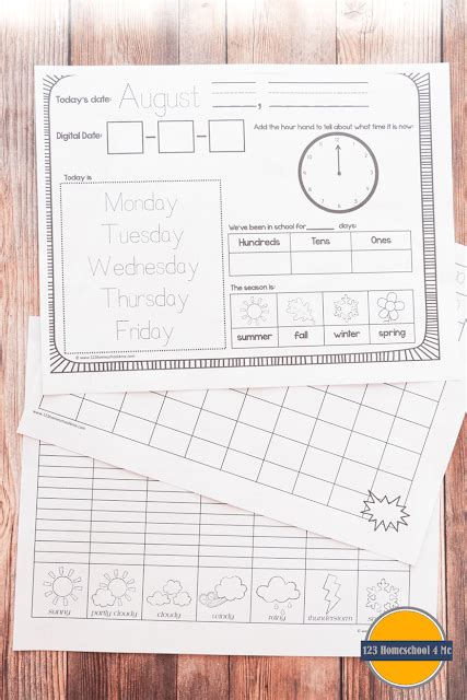 Free Kindergarten Daily Calendar Printable Worksheets