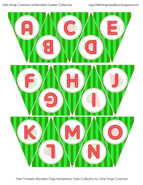 Free Printable Watermelon Alphabet Mini Flags By Little Things