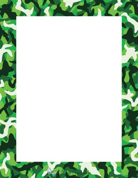 Printable Green Camouflage Page Border