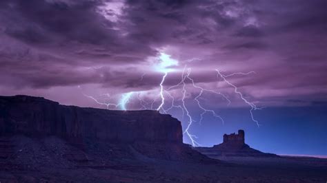 The Moment Lightning Strikes Over Monument Valley