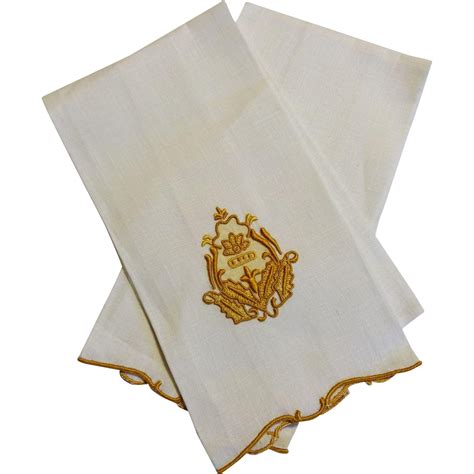 Linen Towels Guest Fingertip Vintage Marghab Madeira Linen Embroidered