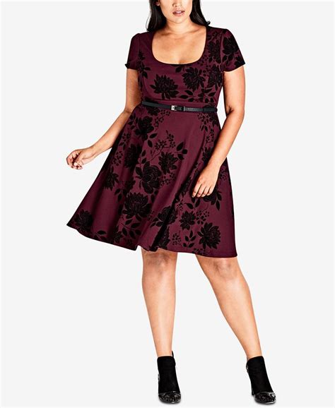 City Chic Trendy Plus Size Birdy Flock Fit And Flare Dress Macys