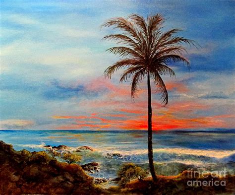 Tropical Palm Sunset Painting By John Garland Tyson