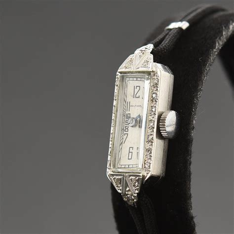 30s Waltham Usa Ladies 14k Gold And Diamonds Art Deco Watch Empressissi