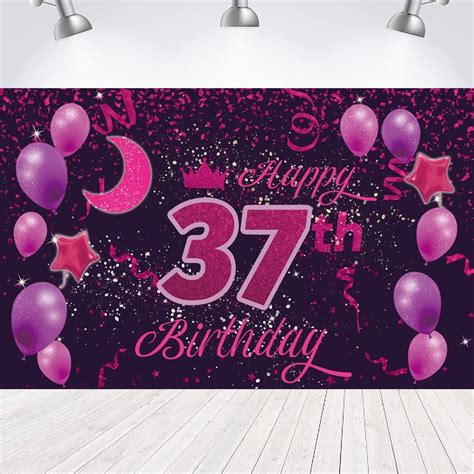 Sweet Happy 37th Birthday Backdrop Banner Poster 37