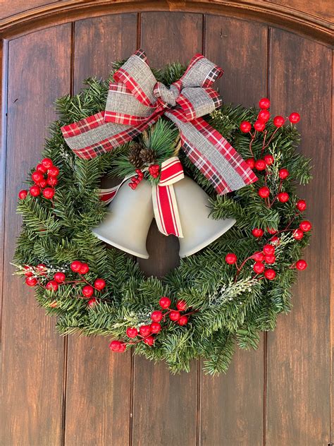20 Christmas Wreath With Silver Bells Etsy