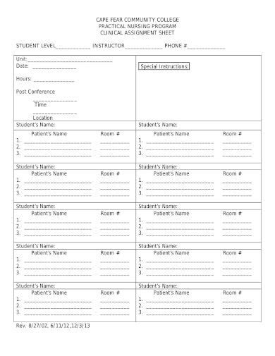 Room attendant sheet maid daily assignment sheet. 10+ Nursing Student Assignment Sheet Templates in PDF ...