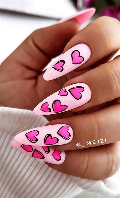 35 Cute Valentines Day Nails Youll Want To Wear Bright Pink Heart