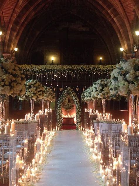 Beautiful Aisle Sparkling With Candlelight Castle