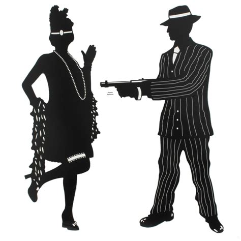 Party Decoration Gangster Silhouettes Scene Cutouts 20in Pk5