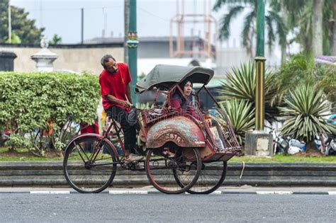 Becak Traditioneller Transport Yogyakarta Java Indonesien