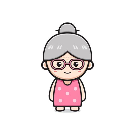 Cute Grandmother Character Cartoon Icon Illustration 3256989 Vector Art