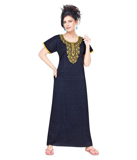 Buy Satyam Nighties Cotton Nighty And Night Gowns Blue Online At Best Prices In India Snapdeal