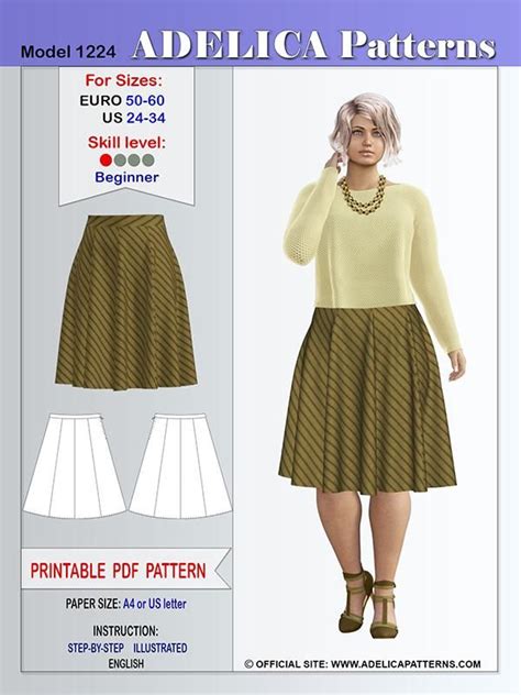 Adelica Pattern 1224 Plus Size Skirt Sewing Pattern Plus Size Sewing
